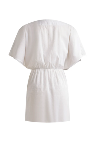 Short Ring Front Beach Cover - White
