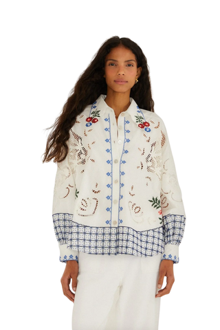Off-White Flowers Embroidery Richelieu Shirt