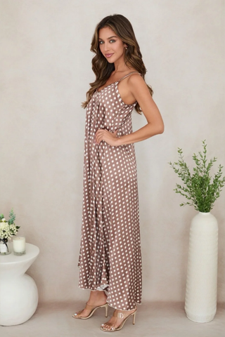Polkadot Silky Slip Maxi Dress