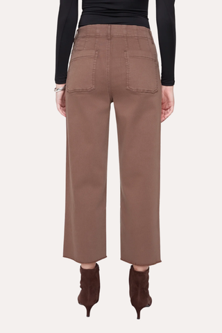 Wide Leg Crop Denim Pant - Chocolate