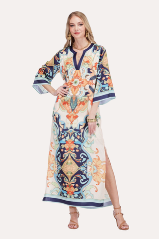 Azure Medallion Trimmed Maxi 54"