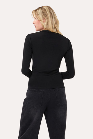 Top L/Slve Basic Round Neck - Black