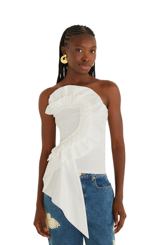 Smocked Strapless Top