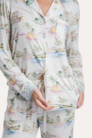 I Love Charleston Lace PJ Set - Rainbow Row Print