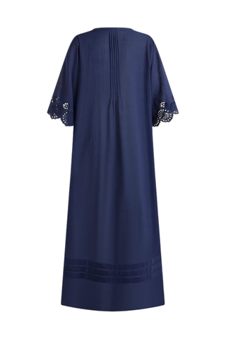 Broderie Maxi Dress - Navy