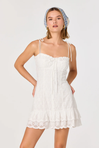 Kelley Eyelet Tie-Strap Mini Dress