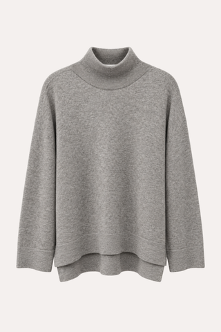Mock Neck Hi-Lo L/S Sweater Knit Top