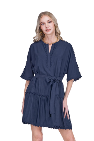 Navy Ric Rac Trip Dress