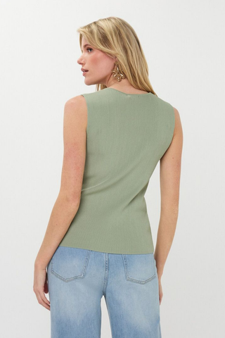 Top Fake Placket Knit
