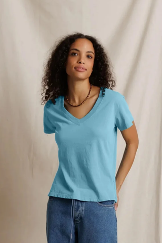 Cotton SS Boxy V-Neck Tee