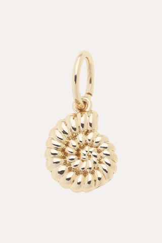 Mini Spiral Shell Charm In Shiny Gold