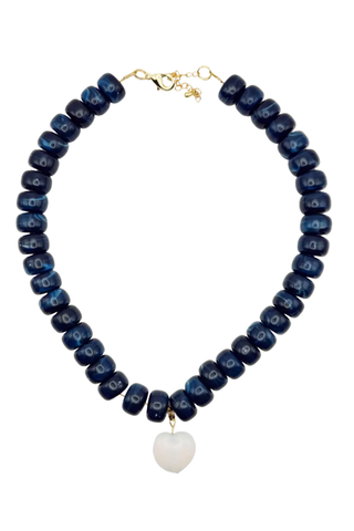Navy Blue Heart Pendant Necklace