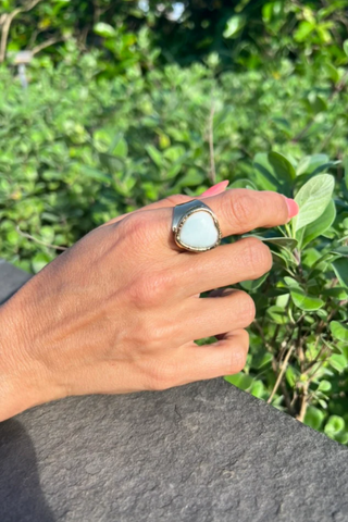 White Jade Heart Ring