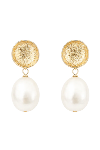 Gold Pearl Lover Drop Earrings
