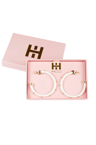 Large White/Gold Hoop