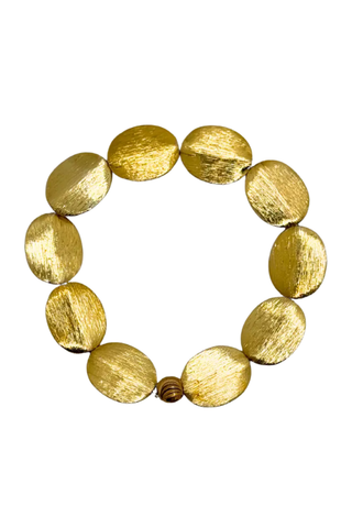Gold Brushed Coin Bead Bracelet