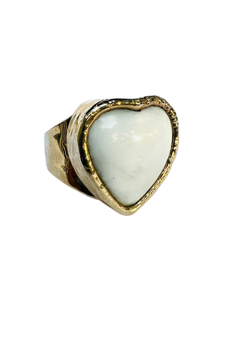 White Jade Heart Ring