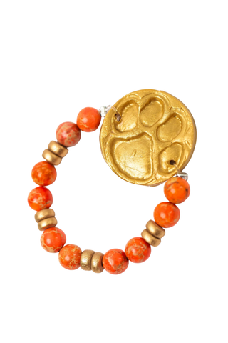 Orange Sea Jasper with Tiger Paw Bracelet