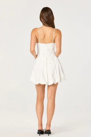Tionna Bow-Detail Apron Neck Bubble Mini Dress