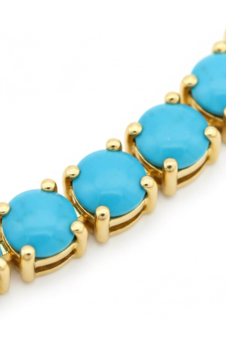 3mm Turquoise & 18k Gold Tennis Necklace