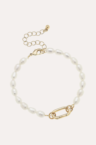Piper Freshwater Pearl Charm Bracelet Base In Ivory
