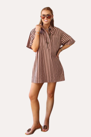Strip Denim Twill Pocket Dress
