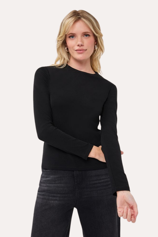 Top L/Slve Basic Round Neck - Black