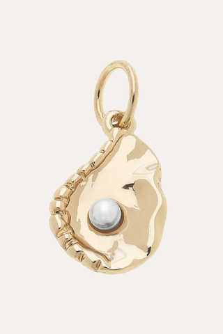 Pearl Oyster Charm In Shiny Gold