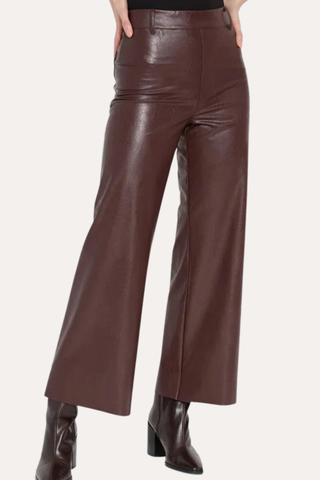 Hi Waist Vegan Leather Wide Leg
