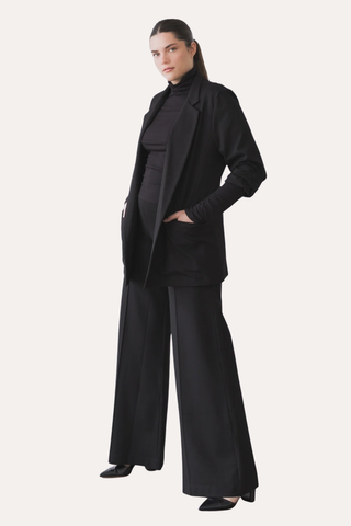 Black Ponte Knit Oversized Blazer