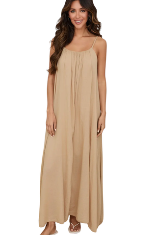 Spaghetti Strap Crinkle Gauze Maxi Dress