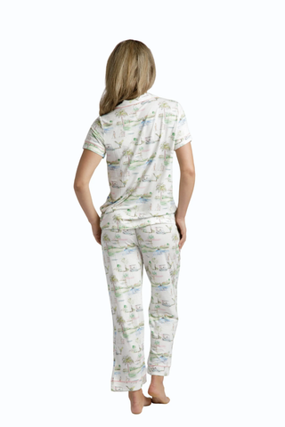 Golf Scene Button Down Modal Crop Set - Southern Golf Course
