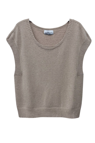 Ribbed Round Neck Sleeveless Knit Vest