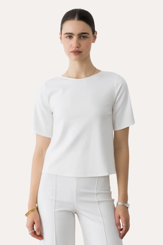 Ponte Knit Extended Short Sleeve Top
