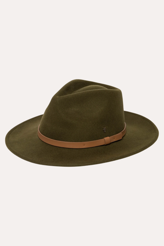 Men's Wool Felt Pinch Crown Fedora with Leather Band by FRYE