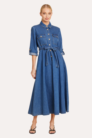Tab Sleeve Maxi Dress