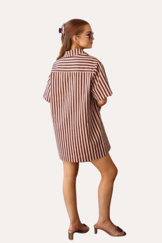 Strip Denim Twill Pocket Dress