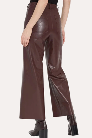 Hi Waist Vegan Leather Wide Leg