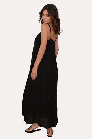 Spaghetti Adjustable Strap Maxi Dress w/ Pockets