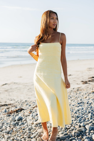 Margot Linen Maxi Dress - Yellow