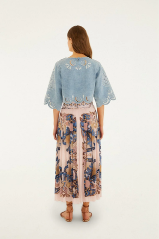 Sea Garden Scarf Pleated Maxi Skirt