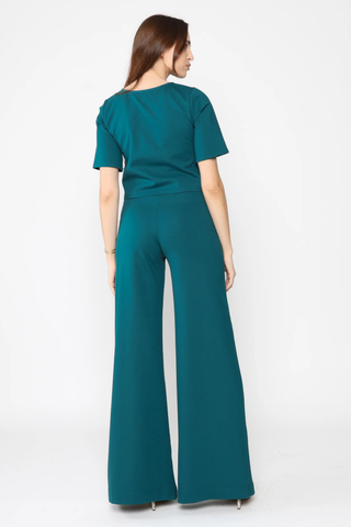 Teal Ponte Knit Short Sleeve Top