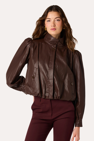 Estero Faux Leather Bomber Jacket