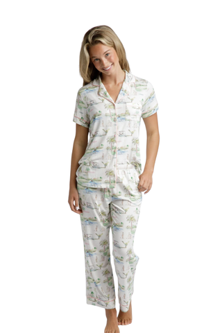 Golf Scene Button Down Modal Crop Set - Southern Golf Course