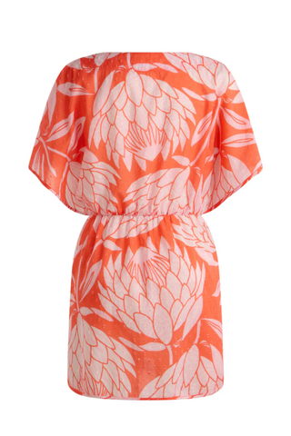 Short Ring Front Beach Cover - Coral Protea