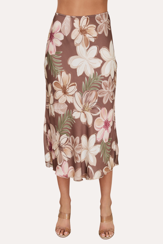 Bahama Floral Print Silky Maxi Skirt