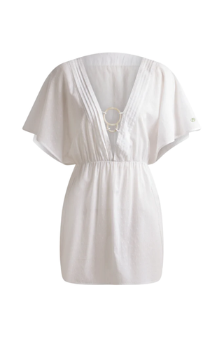 Short Ring Front Beach Cover - White