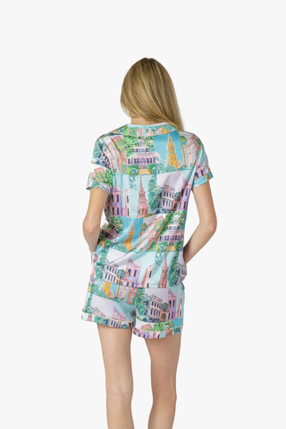 Charleston Pop Button Down Short Set - Charleston Print