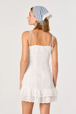 Kelley Eyelet Tie-Strap Mini Dress