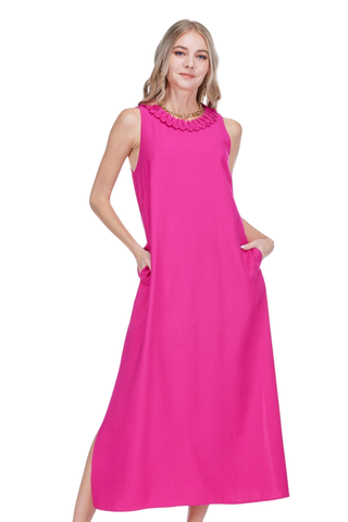 Zig Zag Trim Neck Dress